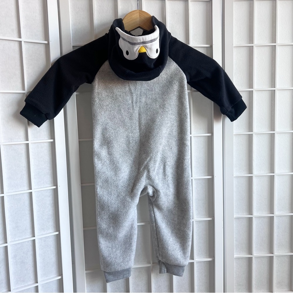 Carter's Toddler Penguin Hood Zip-Up One Piece Fleece Outfit 18M